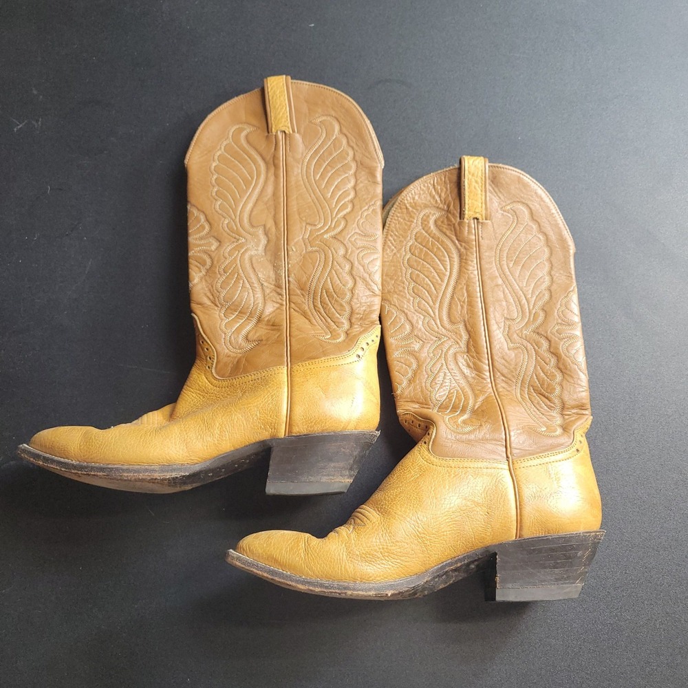 Hondo Boots Cowboy Boots Mens 11 D Tan Brown Western Leather Pointed Toe 325-24